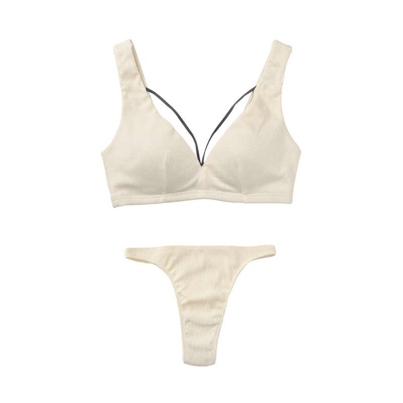 AERA BLUE】オーガニックコットンリブトライアングルブラレット&ソング