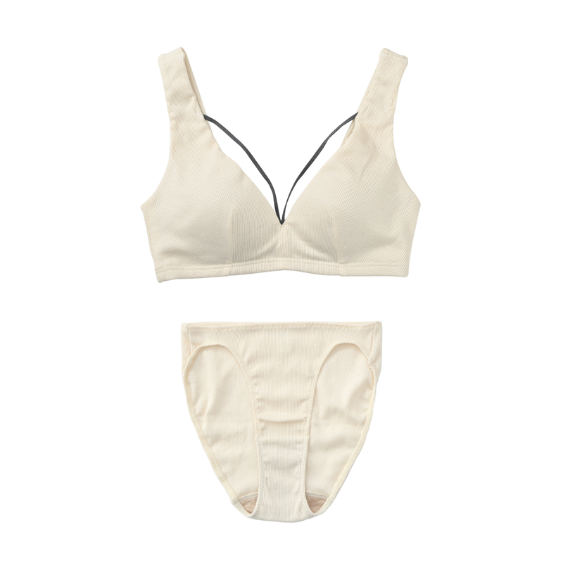 AERA BLUE】オーガニックコットンリブトライアングルブラレット